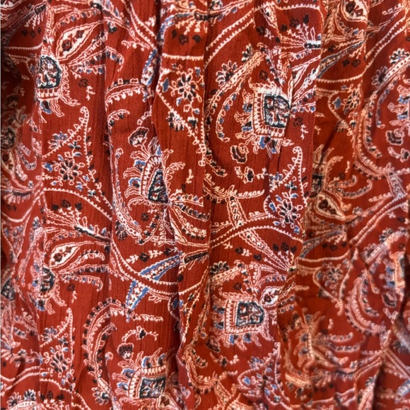 Abercrombie & Fitch red paisley patterned long sleeve flowy blouse size S - Picture 7 of 12